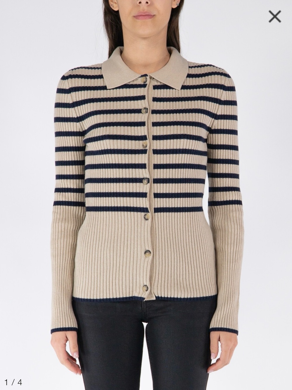 A.P.C. Mallory Striped Cotton Cashmere Knit Cardigan Sweater. Size Medium